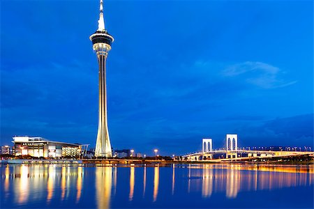 Urban landscape of Macau with famous traveling tower under sky near river in Macao, Asia. Stock Photo - Budget Royalty-Free & Subscription, Code: 400-08045884