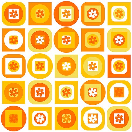 simsearch:400-08977036,k - Orange pattern of geometric shapes and flowers Foto de stock - Royalty-Free Super Valor e Assinatura, Número: 400-08045978