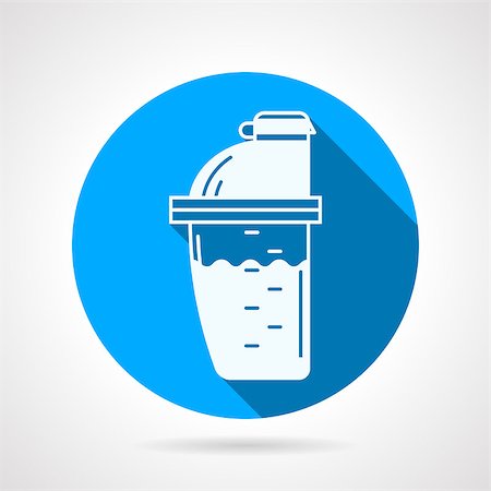 simsearch:400-06773074,k - Round blue flat vector icon with white silhouette sport supplements shake container for dieting athlete on gray background. Long shadow design Foto de stock - Super Valor sin royalties y Suscripción, Código: 400-08046026