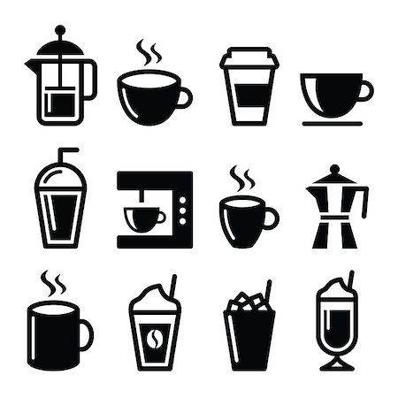 Vector icons set of coffee isolated on white Stock Photo - Budget Royalty-Free & Subscription, Code: 400-08046249