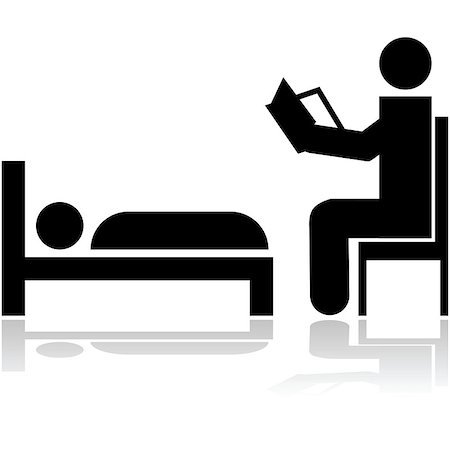 family stick figures - Illustration showing a person reading a bedtime story to a kid Stock Photo - Budget Royalty-Free & Subscription, Code: 400-08046313