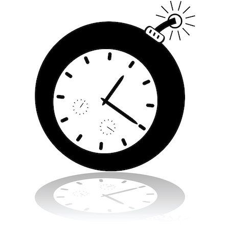 Cartoon illustration showing a bomb with a clock and a light fuse Stock Photo - Budget Royalty-Free & Subscription, Code: 400-08046329
