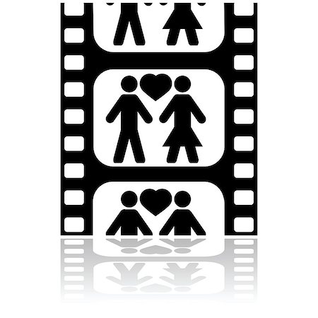 Icon illustration showing a couple in love inside a film strip Stock Photo - Budget Royalty-Free & Subscription, Code: 400-08046323