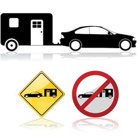 simsearch:400-06553976,k - Icon illustration of a trailer attached to a car Foto de stock - Royalty-Free Super Valor e Assinatura, Número: 400-08046330