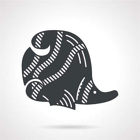 falterfisch - Black silhouette vector icon for underwater creatures, single coral fish with stripes a side view. Stockbilder - Microstock & Abonnement, Bildnummer: 400-08046430