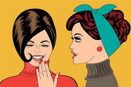 pop art retro women in comics style that gossip, vector illustration Photographie de stock - Aubaine LD & Abonnement, Code: 400-08046597