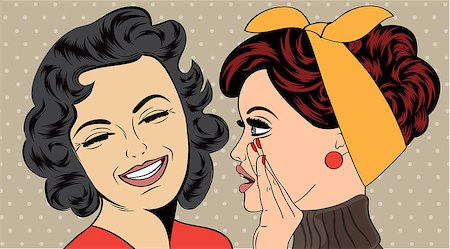 pop art retro women in comics style that gossip, vector illustration Photographie de stock - Aubaine LD & Abonnement, Code: 400-08046598