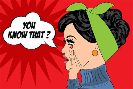 pop art cute retro woman in comics style with message, vector illustration Photographie de stock - Aubaine LD & Abonnement, Code: 400-08046592