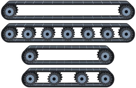 Vector illustration pack of four types of conveyor belt tracks with wheels. Stock Photo - Budget Royalty-Free & Subscription, Code: 400-08046768