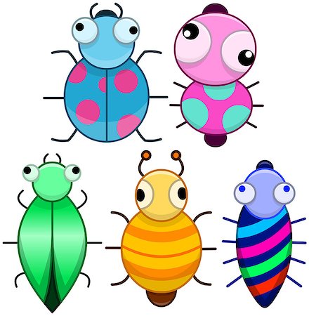 simsearch:400-08046771,k - Vector illustration pack of cute colourful cartoonic little bugs. Stock Photo - Budget Royalty-Free & Subscription, Code: 400-08046771