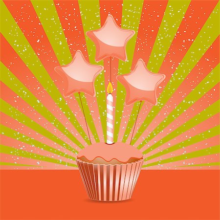 Orange Birthday Cupcake on a Festive Background Photographie de stock - Aubaine LD & Abonnement, Code: 400-08046800