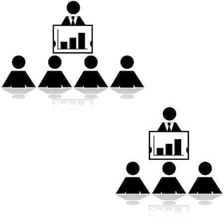 enterprise group - Icon illustration showing a businessman making a presentation to three and four people Stock Photo - Budget Royalty-Free & Subscription, Code: 400-08046829