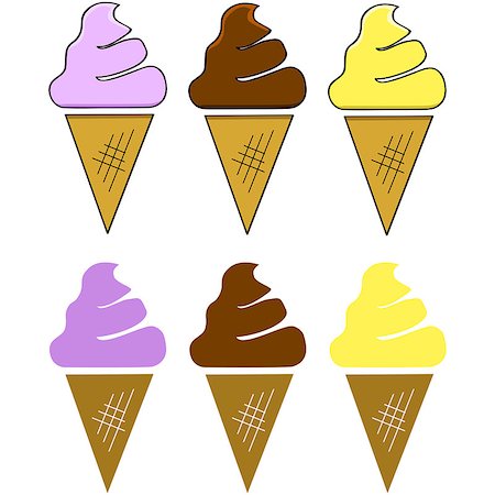 pictures of pink wafer biscuits - Cartoon illustration showing three different flavors of ice cream cones Stock Photo - Budget Royalty-Free & Subscription, Code: 400-08046843