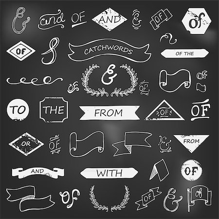 hand-lettered ampersands and catchwords on chalkboard Stockbilder - Microstock & Abonnement, Bildnummer: 400-08047160