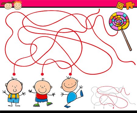 simsearch:400-08973723,k - Cartoon Illustration of Education Paths or Maze Game for Preschool Children Foto de stock - Royalty-Free Super Valor e Assinatura, Número: 400-08047208