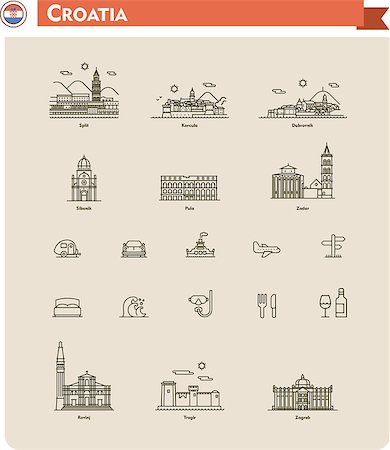 Set of the Croatia  traveling related icons Photographie de stock - Aubaine LD & Abonnement, Code: 400-08047258