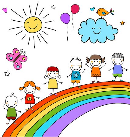 kids on rainbow Foto de stock - Super Valor sin royalties y Suscripción, Código: 400-08047279