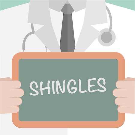 minimalistic illustration of a doctor holding a blackboard with Shingles text, eps10 vector Photographie de stock - Aubaine LD & Abonnement, Code: 400-08047307