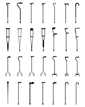 simsearch:400-07976358,k - Black silhouettes of sticks and crutches, vector Stock Photo - Budget Royalty-Free & Subscription, Code: 400-08047384