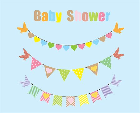 simsearch:400-06694470,k - vector baby shower bunting with birds Stock Photo - Budget Royalty-Free & Subscription, Code: 400-08047398