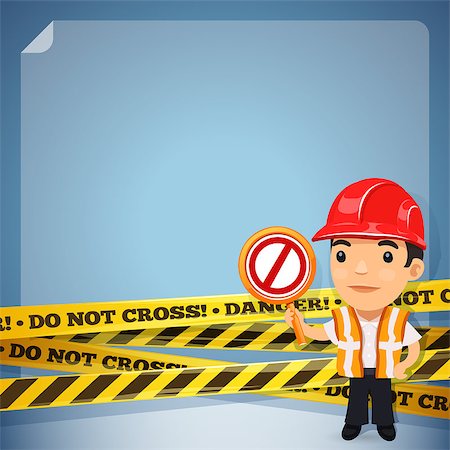 Foreman With Danger Tapes. In the EPS file, each element is grouped separately. Clipping paths included in additional jpg format. Photographie de stock - Aubaine LD & Abonnement, Code: 400-08047499