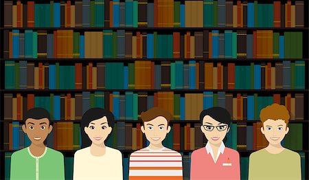 Young people are visiting a library. banner template Stock Photo - Budget Royalty-Free & Subscription, Code: 400-08047547
