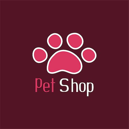 fashion dog cartoon - Pet shop logo with pet paw, sign for pet store, vector illustration Stock Photo - Budget Royalty-Free & Subscription, Code: 400-08047628