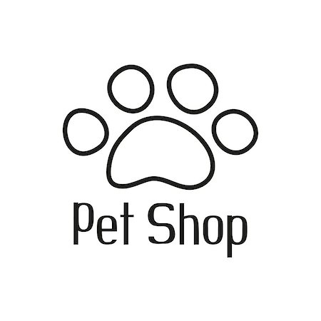 fashion dog cartoon - Pet shop logo with pet paw, sign for pet store, vector illustration Stock Photo - Budget Royalty-Free & Subscription, Code: 400-08047629