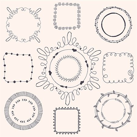 simsearch:400-08095648,k - Decorative Black Hand Sketched Doodle Frames, Borders. Design Elements. Vector Illustration Photographie de stock - Aubaine LD & Abonnement, Code: 400-08047641