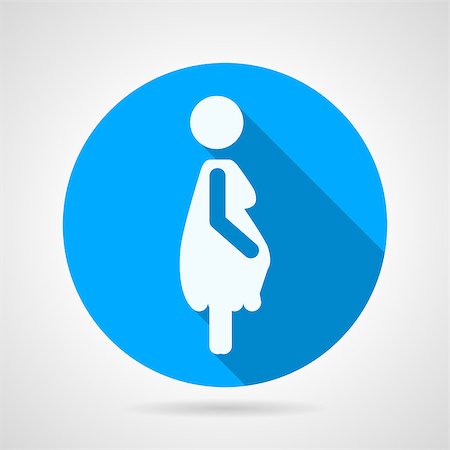 simsearch:400-05887749,k - Blue round flat vector icon with white silhouette symbol for pregnancy woman on gray background. Long shadow design. Stock Photo - Budget Royalty-Free & Subscription, Code: 400-08047693