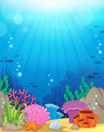 simsearch:400-08616368,k - Ocean underwater theme background 3 - eps10 vector illustration. Foto de stock - Super Valor sin royalties y Suscripción, Código: 400-08047768