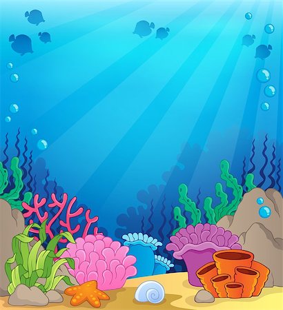 simsearch:400-08616368,k - Ocean underwater theme background 4 - eps10 vector illustration. Foto de stock - Super Valor sin royalties y Suscripción, Código: 400-08047769