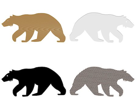 bears wood paper silhouette on a white background Stock Photo - Budget Royalty-Free & Subscription, Code: 400-08048126