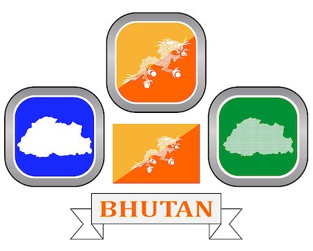 map button and flag of Bhutan symbol on a white background Foto de stock - Super Valor sin royalties y Suscripción, Código: 400-08048145