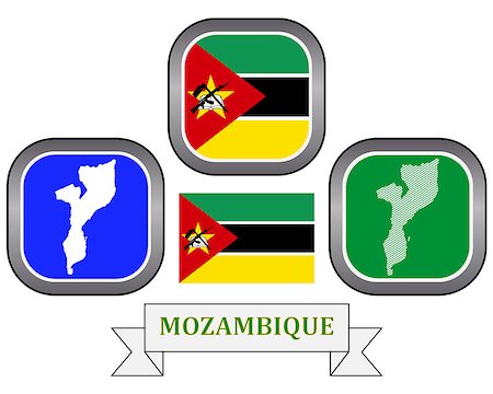 map button flag and symbol of Mozambique on a white background Stock Photo - Budget Royalty-Free & Subscription, Code: 400-08048155