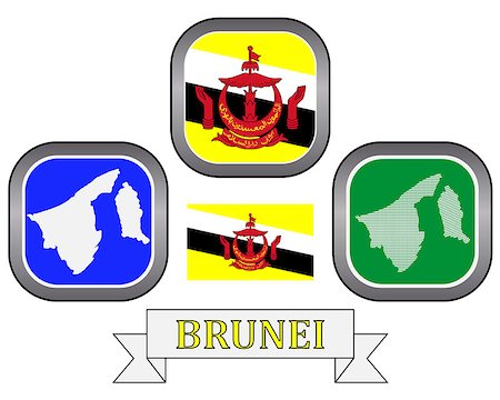 simsearch:400-08048153,k - map button and flag of Brunei symbol on a white background Foto de stock - Royalty-Free Super Valor e Assinatura, Número: 400-08048168