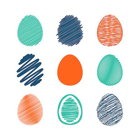simsearch:400-08625440,k - Set of easter eggs. Vector illustration. Stock Photo - Budget Royalty-Free & Subscription, Code: 400-08048221