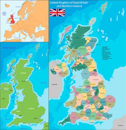 simsearch:400-08652435,k - Map of the United Kingdom of Great Britain and Northern Ireland Foto de stock - Super Valor sin royalties y Suscripción, Código: 400-08048244