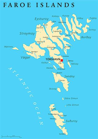 simsearch:400-08043932,k - Faroe Islands political map with capital Torshavn and important cities. English labeling and scaling. Illustration. Fotografie stock - Microstock e Abbonamento, Codice: 400-08048276