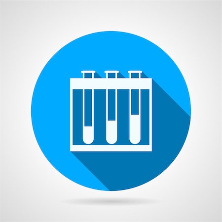 simsearch:400-07091851,k - Flat blue round vector icon with white contour test-tubes set on the rack on gray background. Long shadow design Stock Photo - Budget Royalty-Free & Subscription, Code: 400-08048299