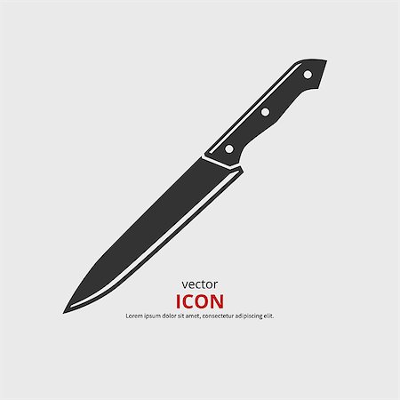 simsearch:400-05036060,k - Vector illustration kitchen knife icon. Black silhouette. Stock Photo - Budget Royalty-Free & Subscription, Code: 400-08048678