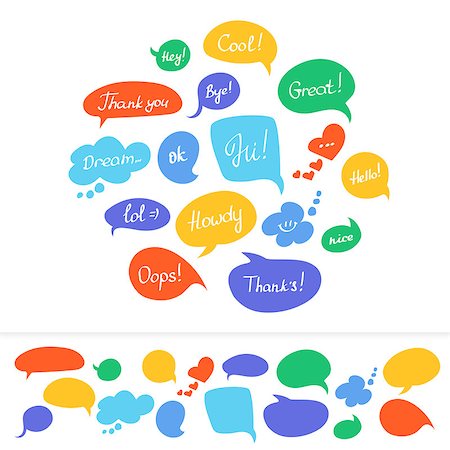 simsearch:400-08195370,k - Speech bubbles in different colors with hand written text isolated on white Stock Photo - Budget Royalty-Free & Subscription, Code: 400-08048702