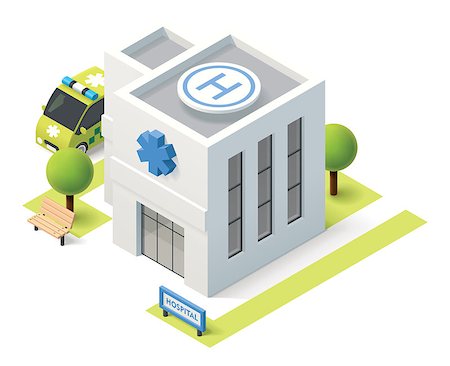 Vector isometric hospital building icon Stock Photo - Budget Royalty-Free & Subscription, Code: 400-08048748