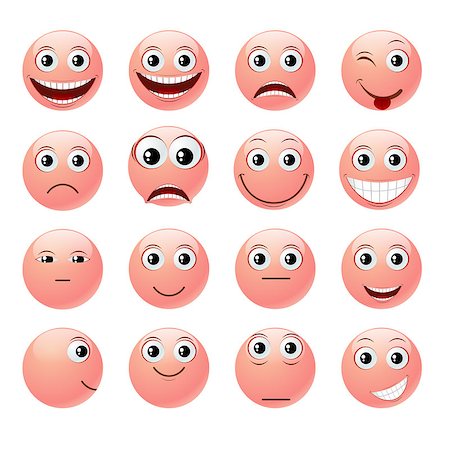 Set of pink smiles. Vector illustration, isolated on a white. Stock Photo - Budget Royalty-Free & Subscription, Code: 400-08048764