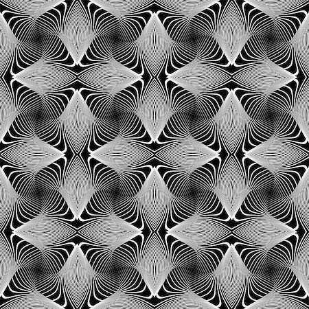 simsearch:400-08050029,k - Design seamless monochrome whirl lines background. Abstract striped distortion pattern. Vector art. No gradient Fotografie stock - Microstock e Abbonamento, Codice: 400-08048808