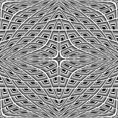 simsearch:400-08050052,k - Design monochrome warped grid pattern. Abstract latticed textured background. Vector-art illustration. No gradient Fotografie stock - Microstock e Abbonamento, Codice: 400-08048825