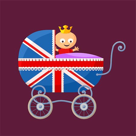 royal carriage - English royal baby in baby carriage with British flag. Stock Photo - Budget Royalty-Free & Subscription, Code: 400-08049071