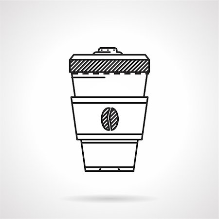 simsearch:400-08978724,k - Black flat line vector icon for disposable coffee cup with coffee grain sign on white background. Photographie de stock - Aubaine LD & Abonnement, Code: 400-08049085