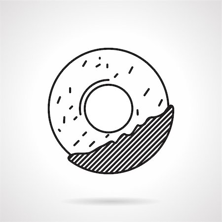 Black flat line icon for circle cookie or donut with chocolate or lam glazed on white background. Stock Photo - Budget Royalty-Free & Subscription, Code: 400-08049099