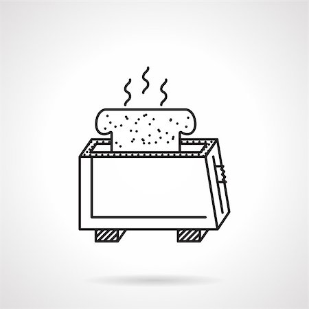 simsearch:400-07915731,k - Black flat line icon for toaster with slice of bread on white background. Stock Photo - Budget Royalty-Free & Subscription, Code: 400-08049093